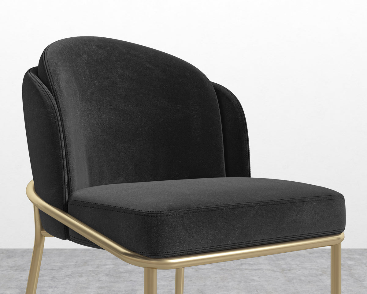 Angelo Counter Stool - Plush Velvet: Black, Brass Base