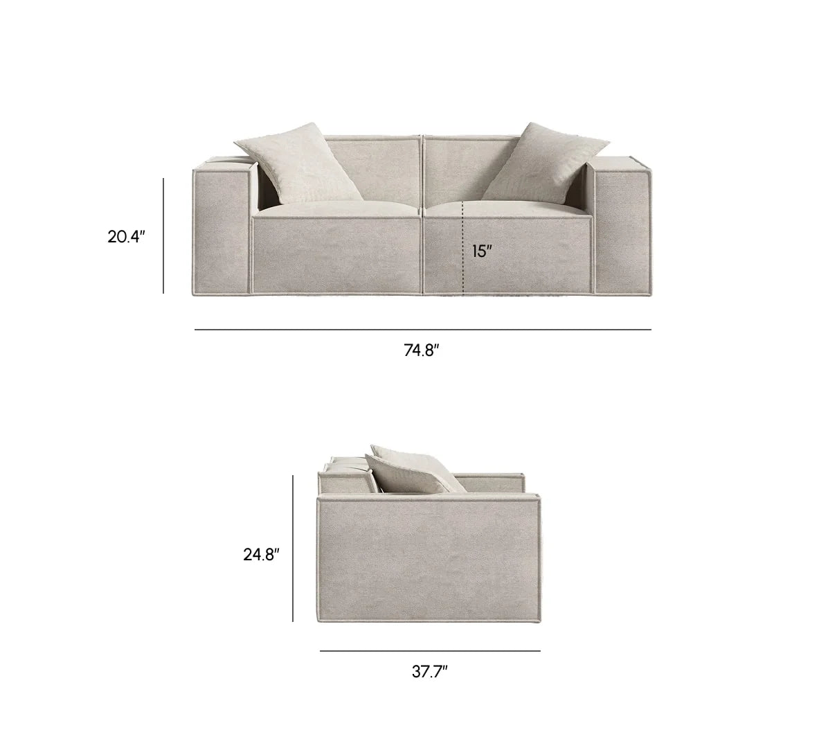M1 Sofa Loveseat - Performance Weave: Silicon Sand - IN BOX