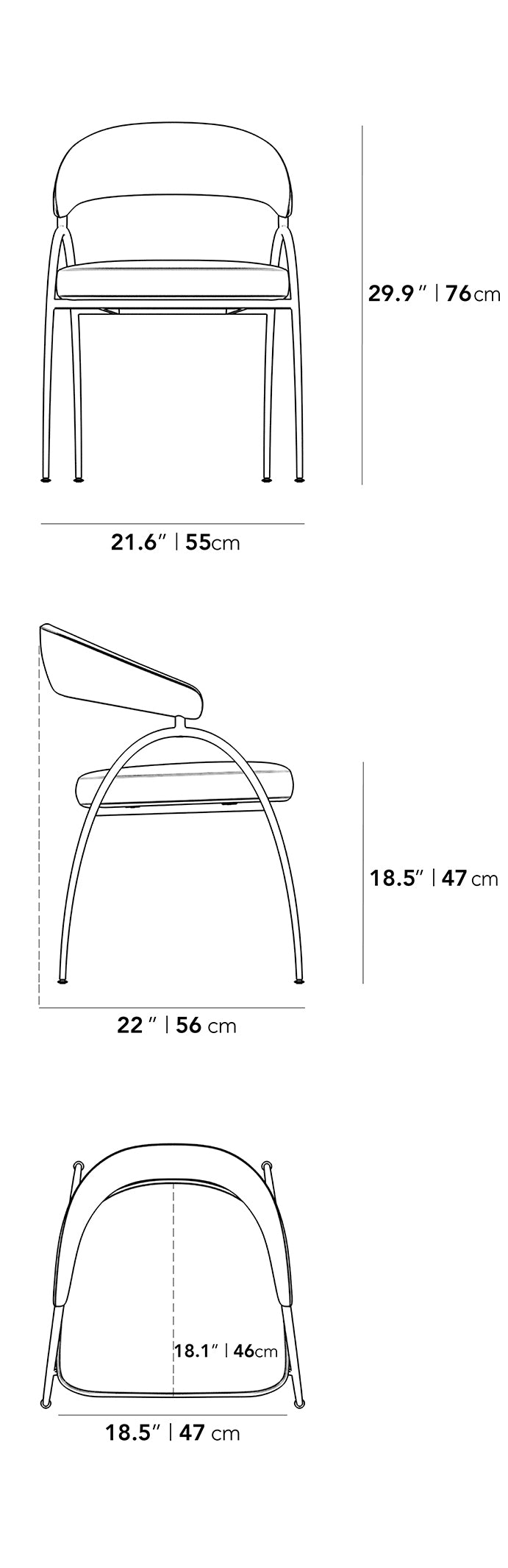 Uma Dining Chair - Modern Felt: Alesund, Black Base