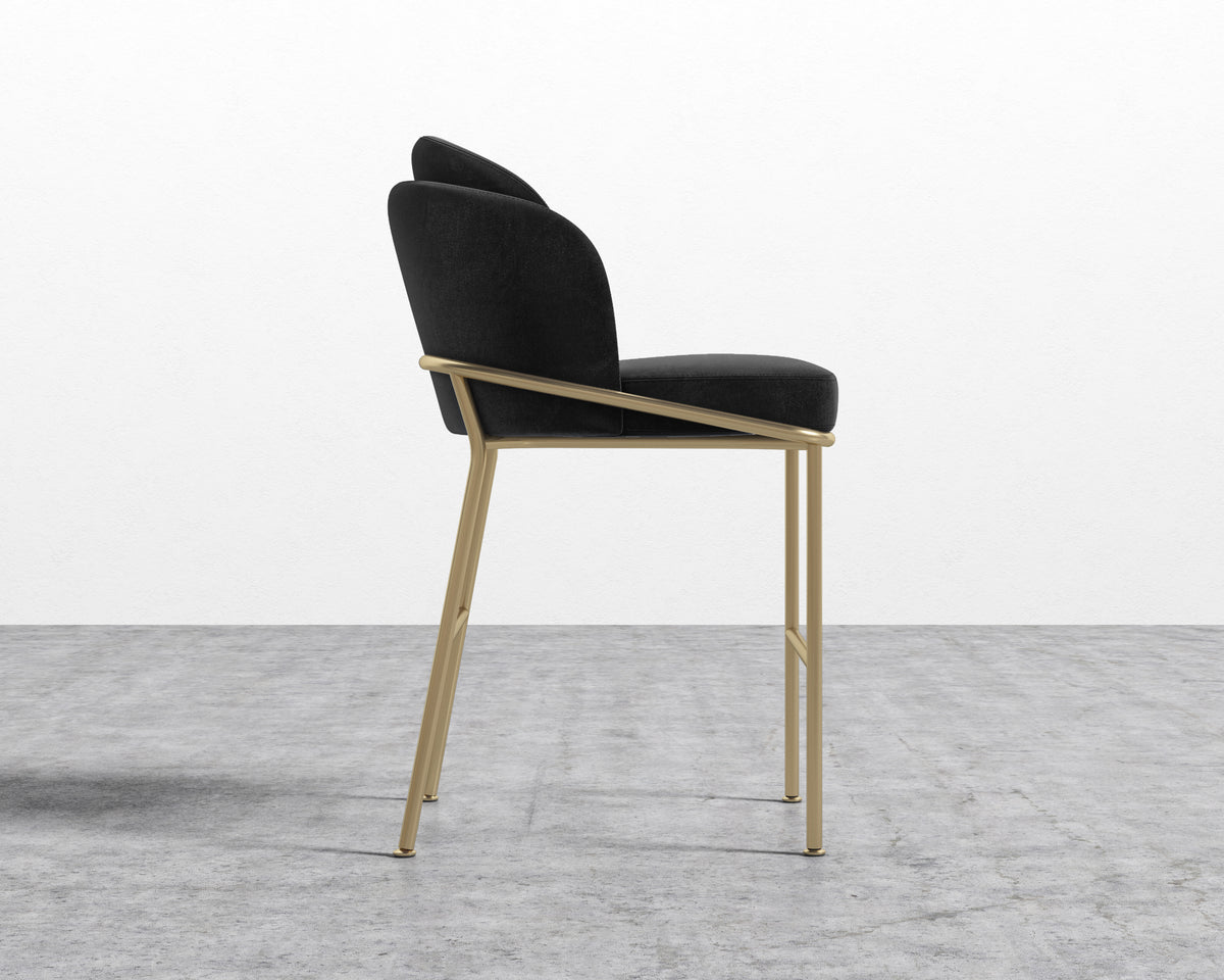 Angelo Counter Stool - Plush Velvet: Black, Brass Base
