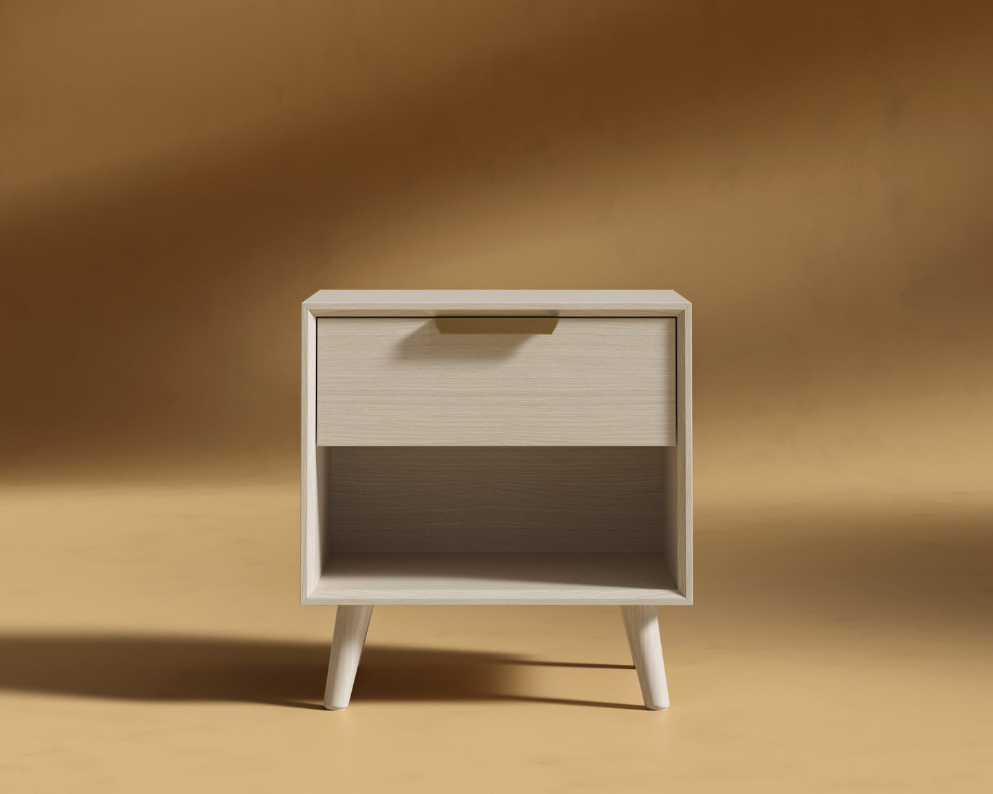 Asher Single Drawer Nightstand - Washed Natural Oak Veneer with Straight Grain