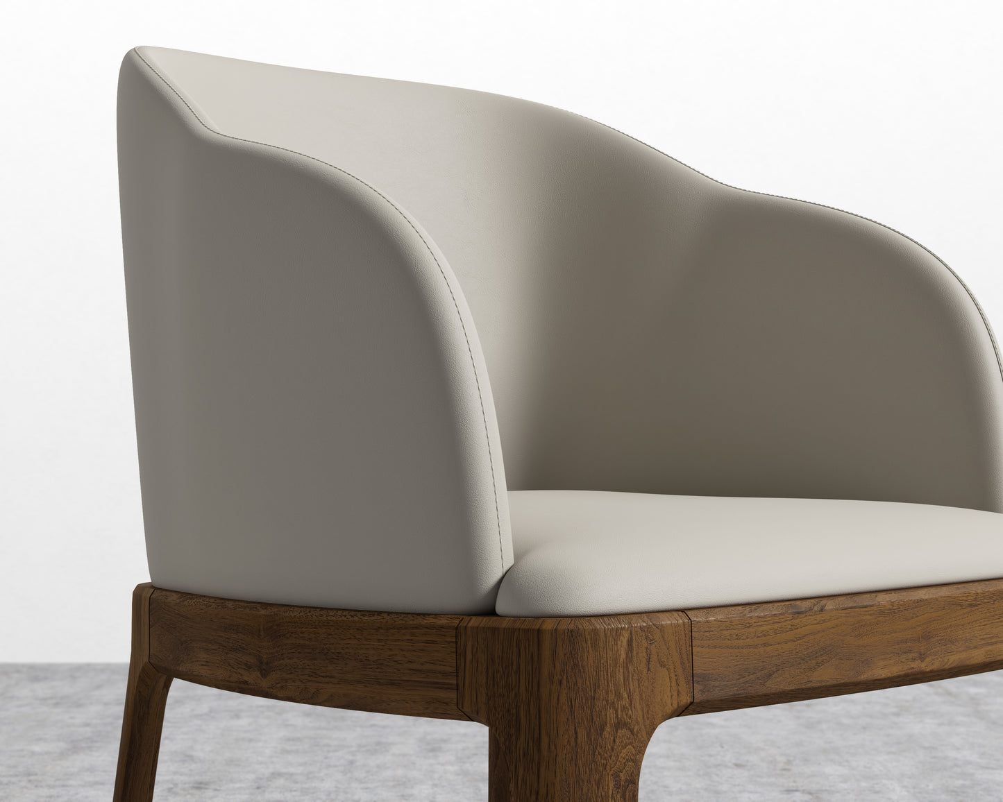 Aubrey Armchair - PU Leather: Monaco Grey, Walnut Stain