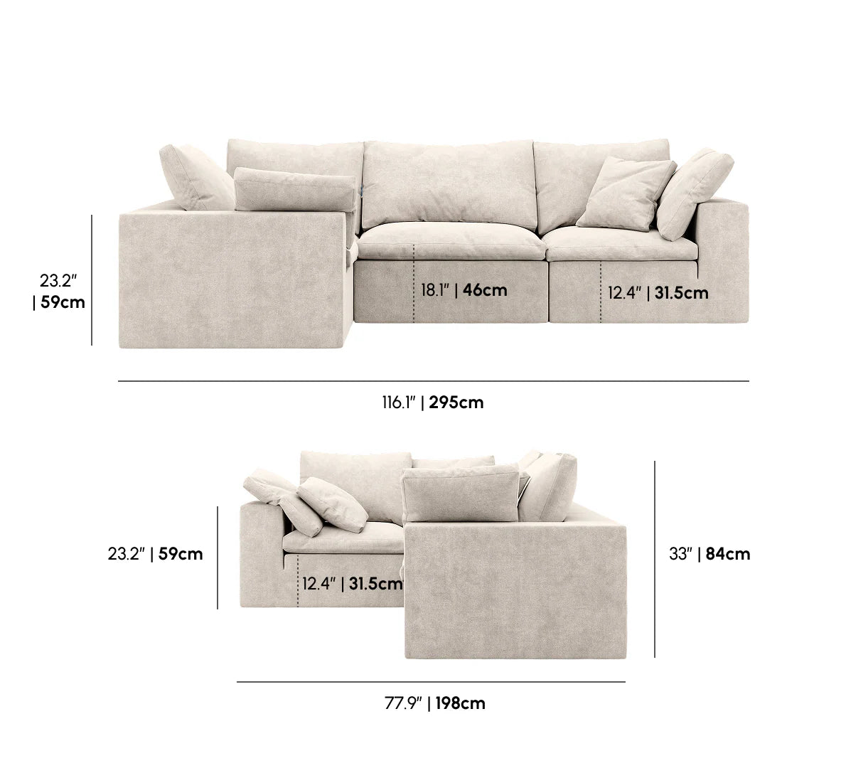 R4 L-Shaped Sofa - Performance Weave: Krypton Green