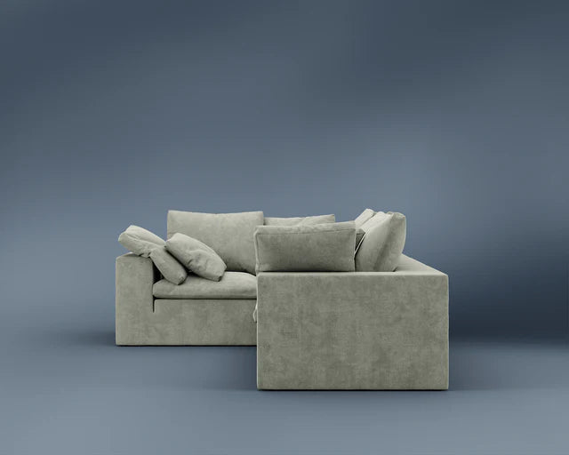 R4 L-Shaped Sofa - Performance Weave: Krypton Green