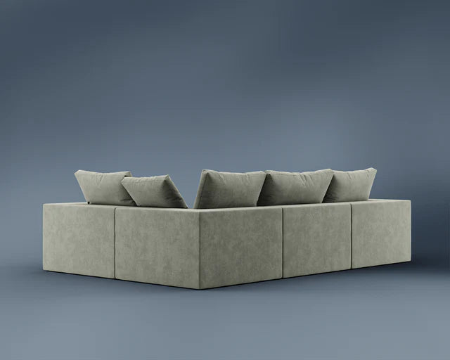 R4 L-Shaped Sofa - Performance Weave: Krypton Green