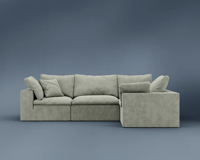 R4 L-Shaped Sofa - Performance Weave: Krypton Green
