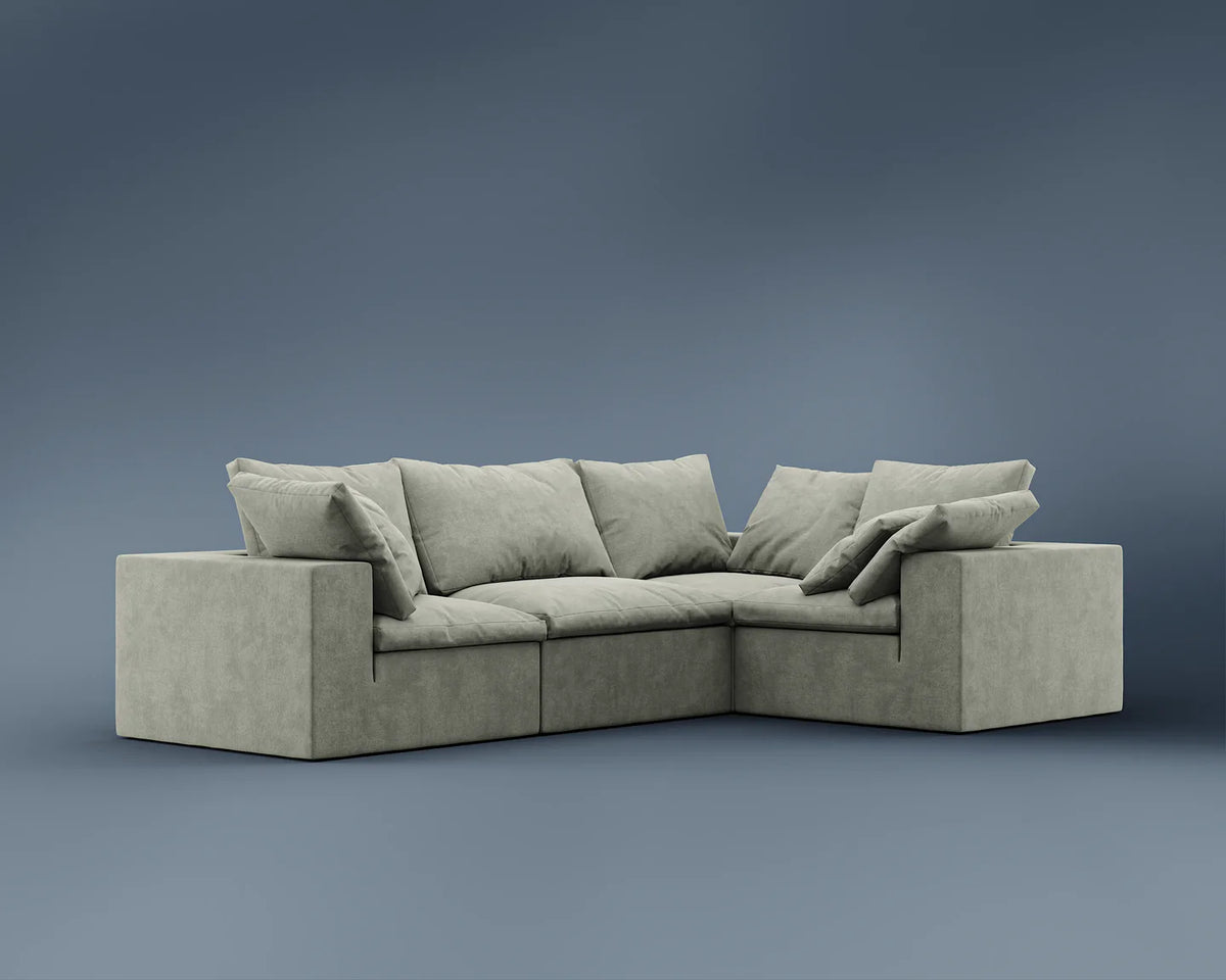R4 L-Shaped Sofa - Performance Weave: Krypton Green