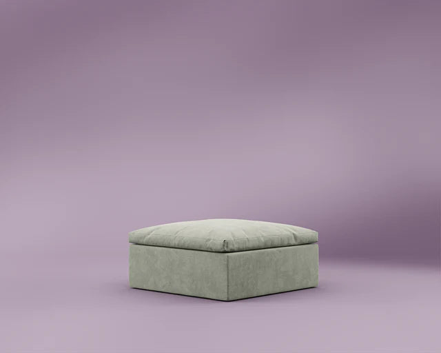 R4 Ottoman - Performance Weave: Krypton Green