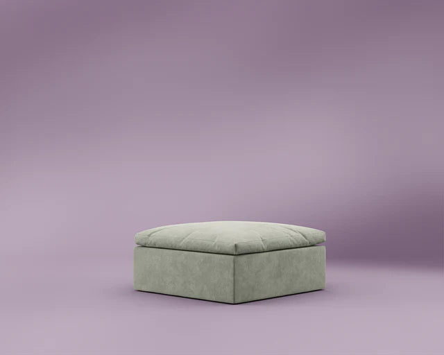 R4 Ottoman - Performance Weave: Krypton Green